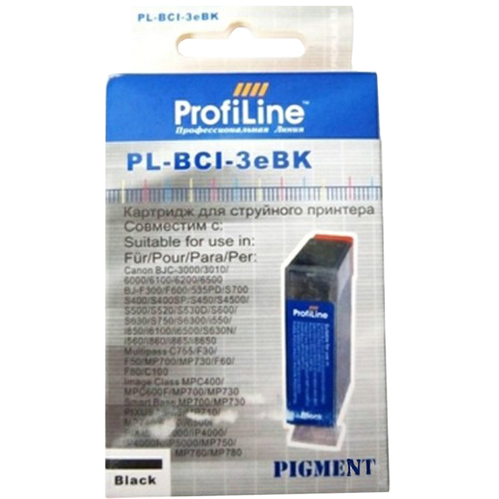 

Картридж ProfiLine PL-BCI-3eBk для Canon S400/S450/S500/S530/i550/S600/S630/S750/S4500/ip3000/BJC-3000/6000 Series Black, Черный