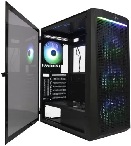 

Корпус Eurocase A507, ATX, Midi-Tower, USB 3.0, RGB подсветка, черный, без БП (00-01064533), A507
