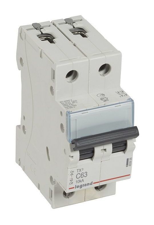 

Выключатель автоматический Legrand TX3 двухполюсный (2P/2П) 63А C 10кА (403936)