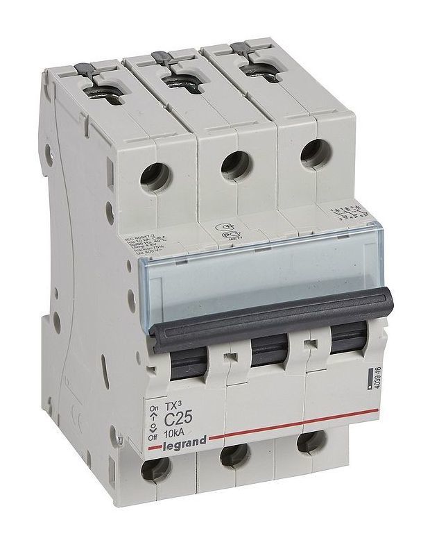 

Выключатель автоматический Legrand TX3 трехполюсный (3P/3П) 25А C 10кА (403946)
