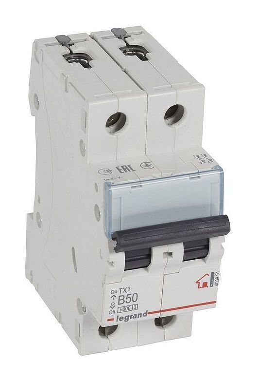 

Выключатель автоматический Legrand TX3 двухполюсный (2P/2П) 50А B 6кА (403991)