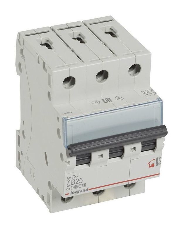 

Выключатель автоматический Legrand TX3 трехполюсный (3P/3П) 25А B 6кА (404002)