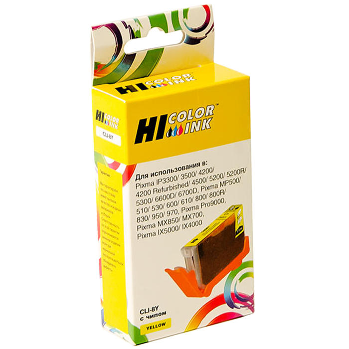 

Картридж струйный Hi-Black HB-CLI-8Y (CLI-8Y), желтый, совместимый, 555 страниц, для Canon PIXMA iP3300 / iP3500 / iP4300 / iP4500 / iP5200 / iP5200R / iP5300 / iP6700D / iX4000 / iX5000 / Pro9000 / MP510, / MP520 / MP530 / MP600 / MP600R / MP610 / MP800 