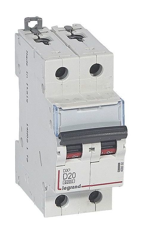 

Выключатель автоматический Legrand DX3 двухполюсный (2P/2П) 20А D 10кА (408032)