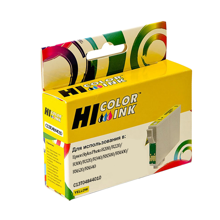 

Картридж струйный Hi-Black HB-C13T04844010 (T0484Y/C13T04844010), желтый, совместимый, 430 страниц, для Epson Stylus Photo R200/R220/R300/R320/R340/RX500/RX600/RX620/RX640