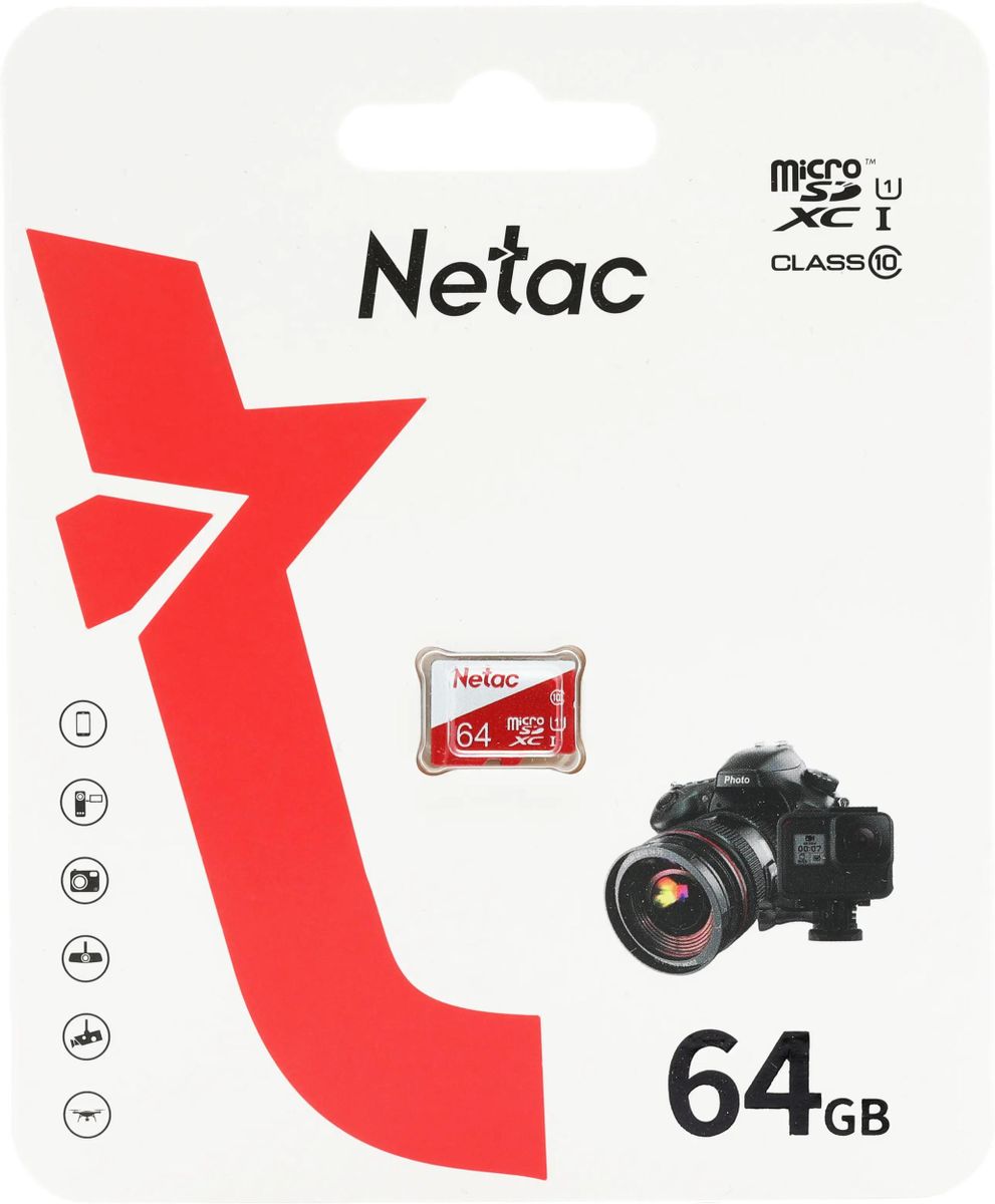 Карта памяти microSDXC Netac 64Gb Class 10 UHS-I U1 (NT02P500ECO-064G-S)