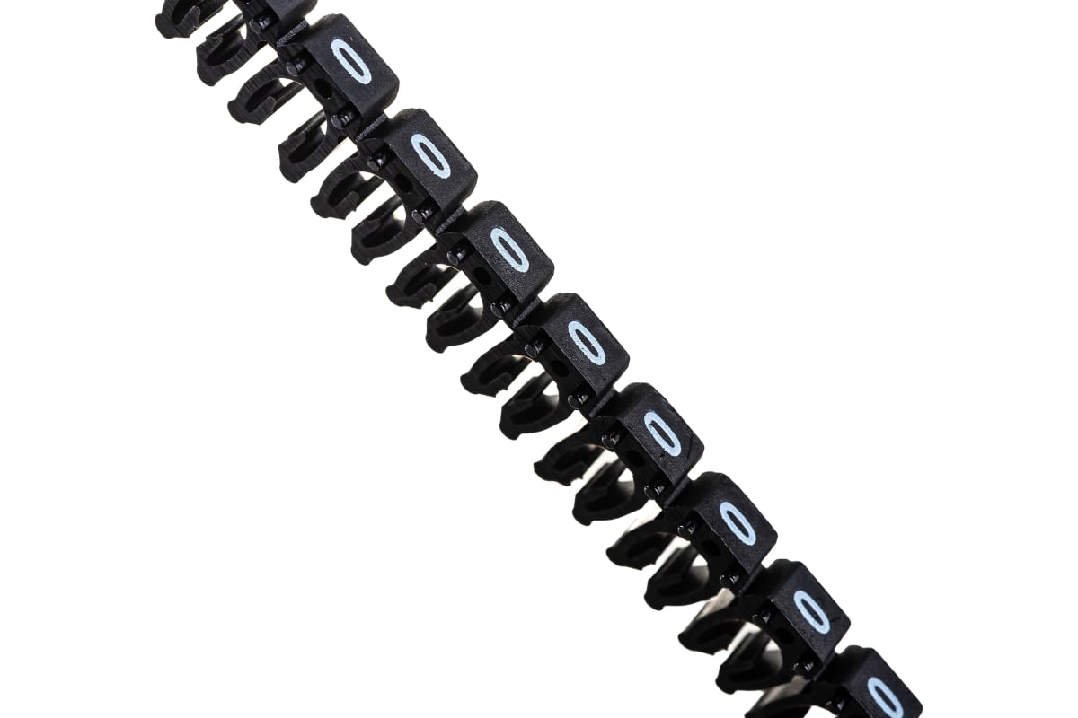 Маркер для кабеля DKC Quadro, 3 мм x 5.35 мм, сечение 1,5-2,5мм символ 0, черный (MKF0S2)