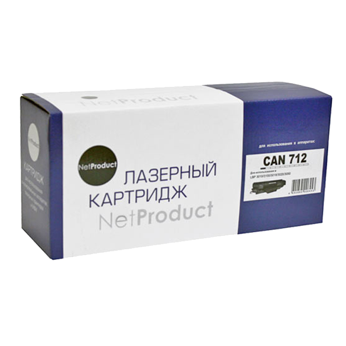 

Картридж лазерный NetProduct N-№712 (712), черный, 1500 страниц, совместимый, для Canon LBP 3010/ 3100