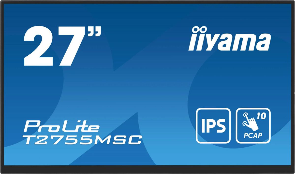 

Монитор 27" Iiyama ProLite T2755MSC-B1 IPS, сенсорный, 1920x1080 (16:9), 400кд/м2, 5 мс, 178°/178°, HDMI, DisplayPort, USB-Hub, черный (T2755MSC-B1), T2755MSC-B1