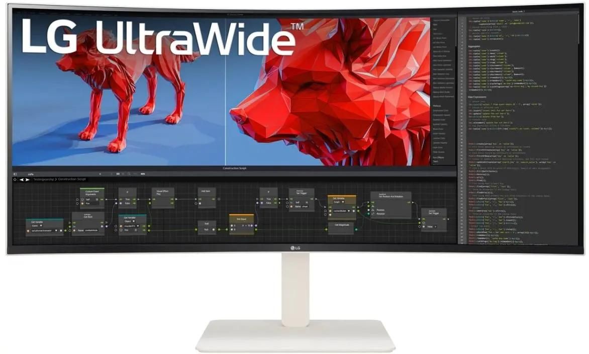 

Монитор 38" LG UltraWide 38WR85QC-W NANO IPS, изогнутый, 3840x1600 (21:9), 600кд/м2, 144 Гц, 1 мс, 178°/178°, HDMI, DisplayPort, USB Type-C, USB-Hub, белый (38WR85QC-W.ARUZ), 38WR85QC-W