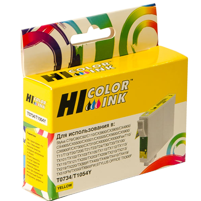 

Картридж струйный Hi-Black HB-C13T10544A10 (T0734/C13T10544A10), желтый, совместимый, 500 страниц, для Epson Stylus C79 / C90 / C92 / C110 / CX3900 / CX3905, Stylus CX4900, Stylus CX4905, Stylus CX5500, Stylus CX5501, Stylus CX5505, Stylus CX5600, Stylus 