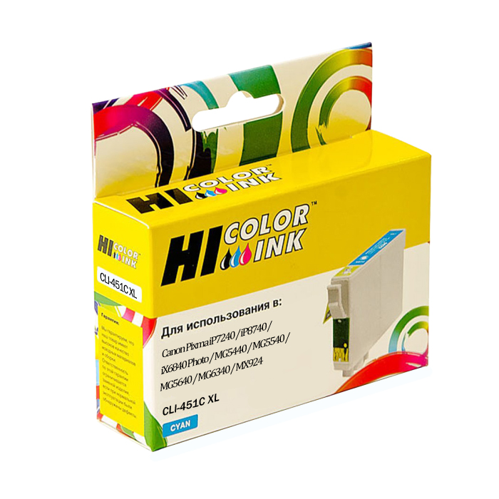 Картридж Hi-Black HB-CLI-451C XL, совместимый, голубой, 715 страниц, для Canon