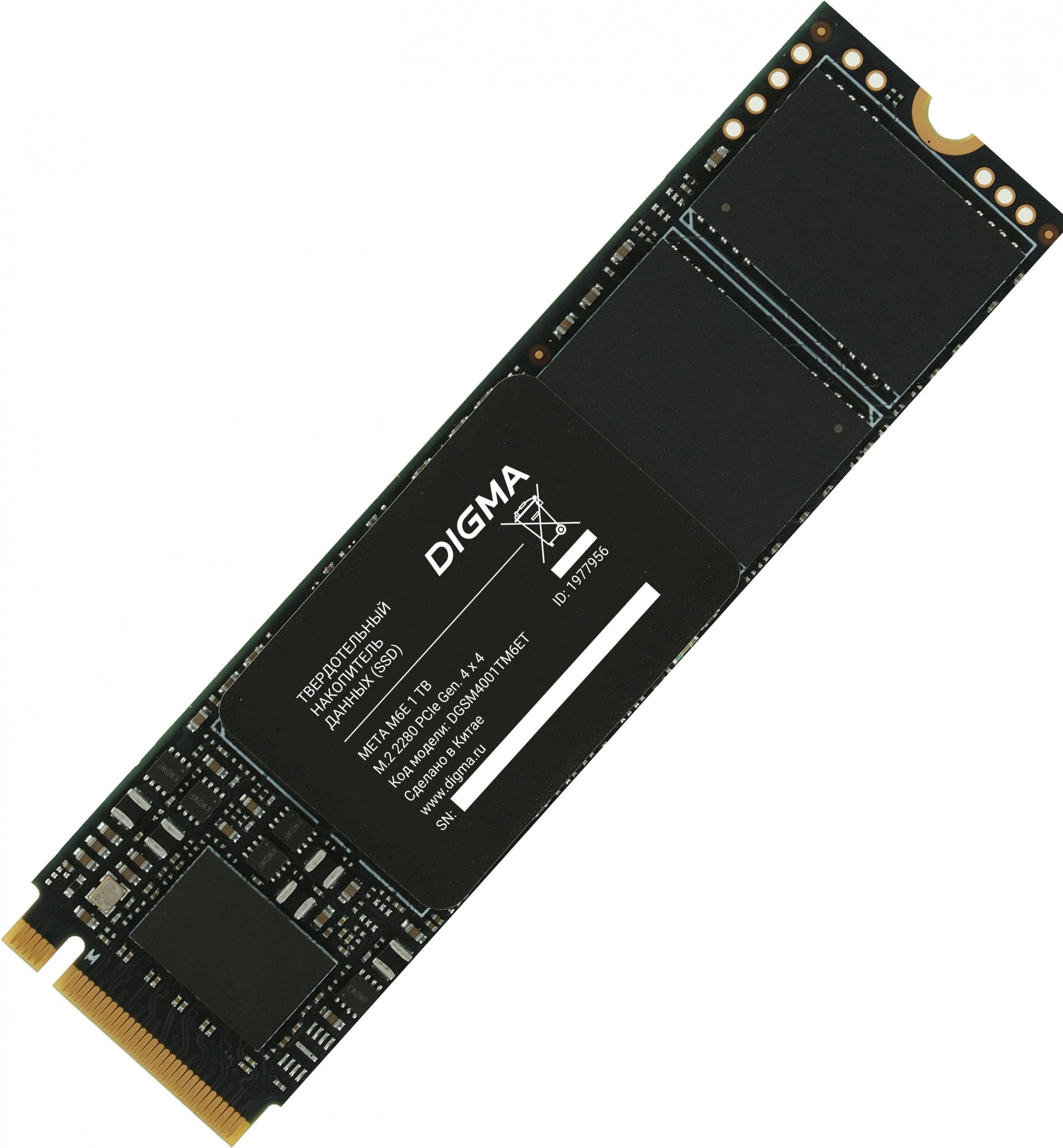 Твердотельный накопитель (SSD) Digma 1Tb Meta M6E, 2280, M.2, NVMe (DGSM4001TM6ET) Retail - фото 1