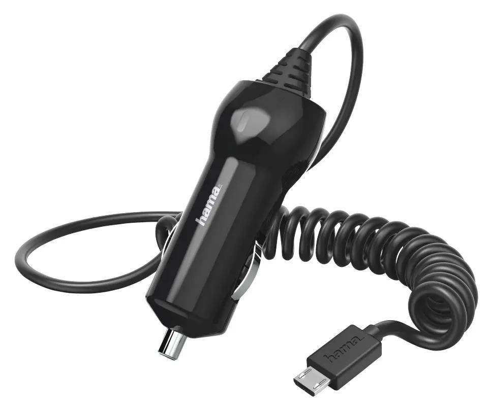 Автомобильное зарядное устройство Hama H-183248, 2.4А, 12 Вт, кабель microUSB, черный (00183248)