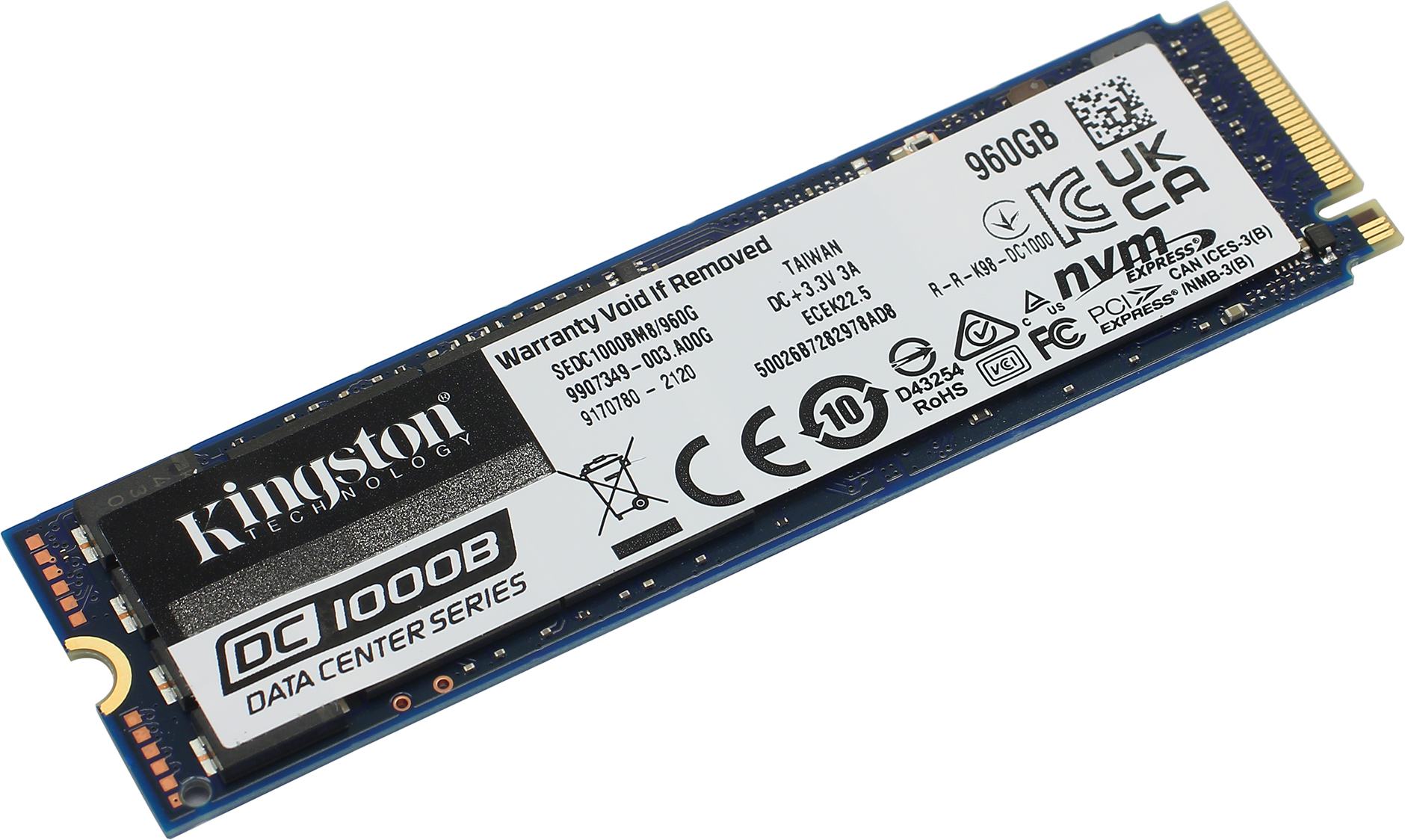 

Твердотельный накопитель (SSD) Kingston 960Gb DC1000B, M.2 2280, PCI-E, NVMe (SEDC1000BM8/960G)