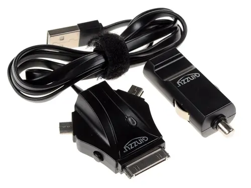 

Автомобильное зарядное устройство GINZZU GA-4110UB/S3, USB, 2.1А, кабель Apple 30-pin/miniUSB/microUSB, черный (GA-4110UB/S3), GA-4110UB/S3