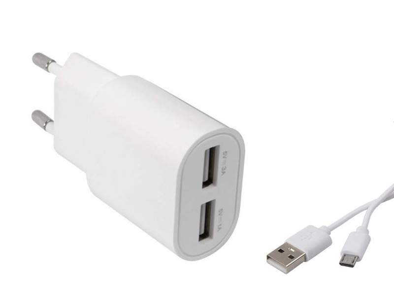 

Сетевое зарядное устройство Red Line ТС-3A, 2xUSB, EU, белый (УТ000032799), кабель microUSB, ТС-3A