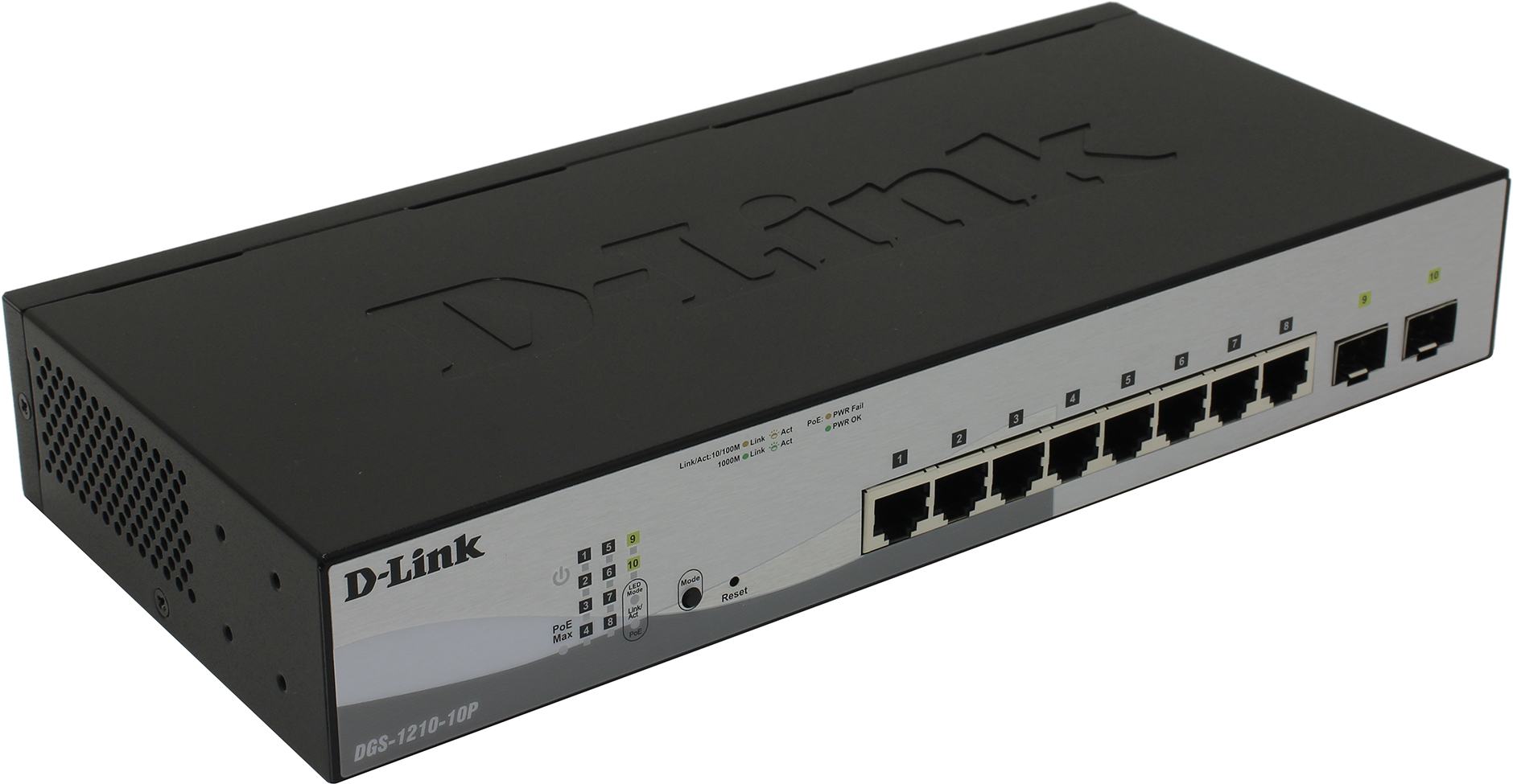 

Коммутатор D-Link DGS-1210-10P, управляемый, кол-во портов: 8x1 Гбит/с, кол-во SFP/uplink: SFP 2x1 Гбит/с, установка в стойку, PoE: 8x30 Вт (макс. 65 Вт) (DGS-1210-10P/FL1A), DGS-1210-10P