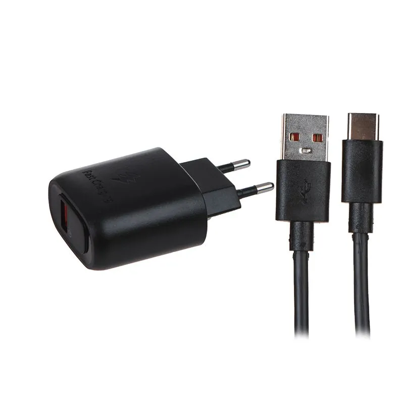 

Сетевое зарядное устройство Red Line NQC-38 18 Вт, USB, EU, Quick Charge, черный (УТ000036412), кабель USB Type A/USB Type C, NQC-38