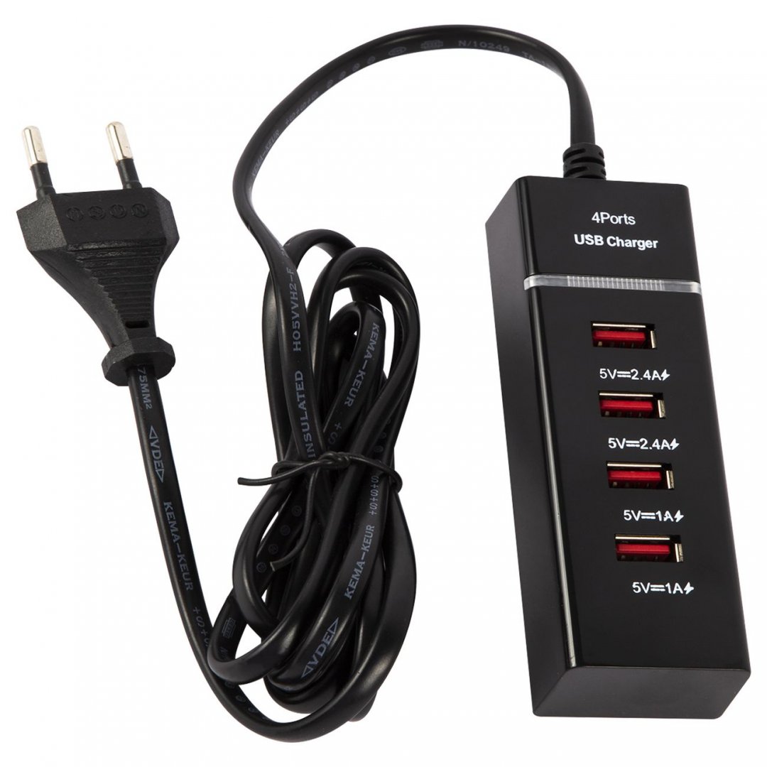 

Сетевое зарядное устройство Red Line P-1 20 Вт, 4xUSB, EU, Quick Charge, черный (УТ000029870), кабель сетевой 1.5м, P-1