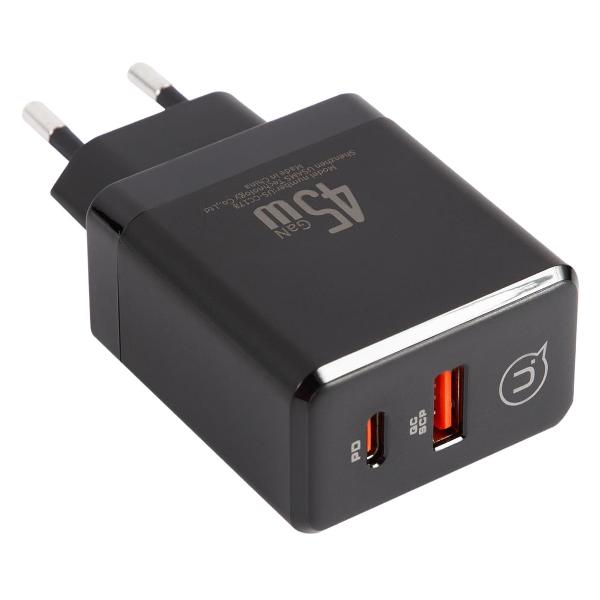 

Сетевое зарядное устройство USAMS CC178 T58 45 Вт, USB, EU, USB type-C, Quick Charge, PD, черный (CC178TC01), CC178 T58