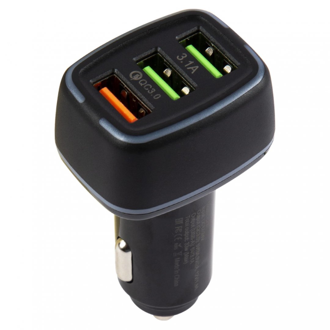 

Автомобильное зарядное устройство Red Line C23, 3xUSB, 3.1А, 18 Вт, QC, черный (УТ000027495), C23