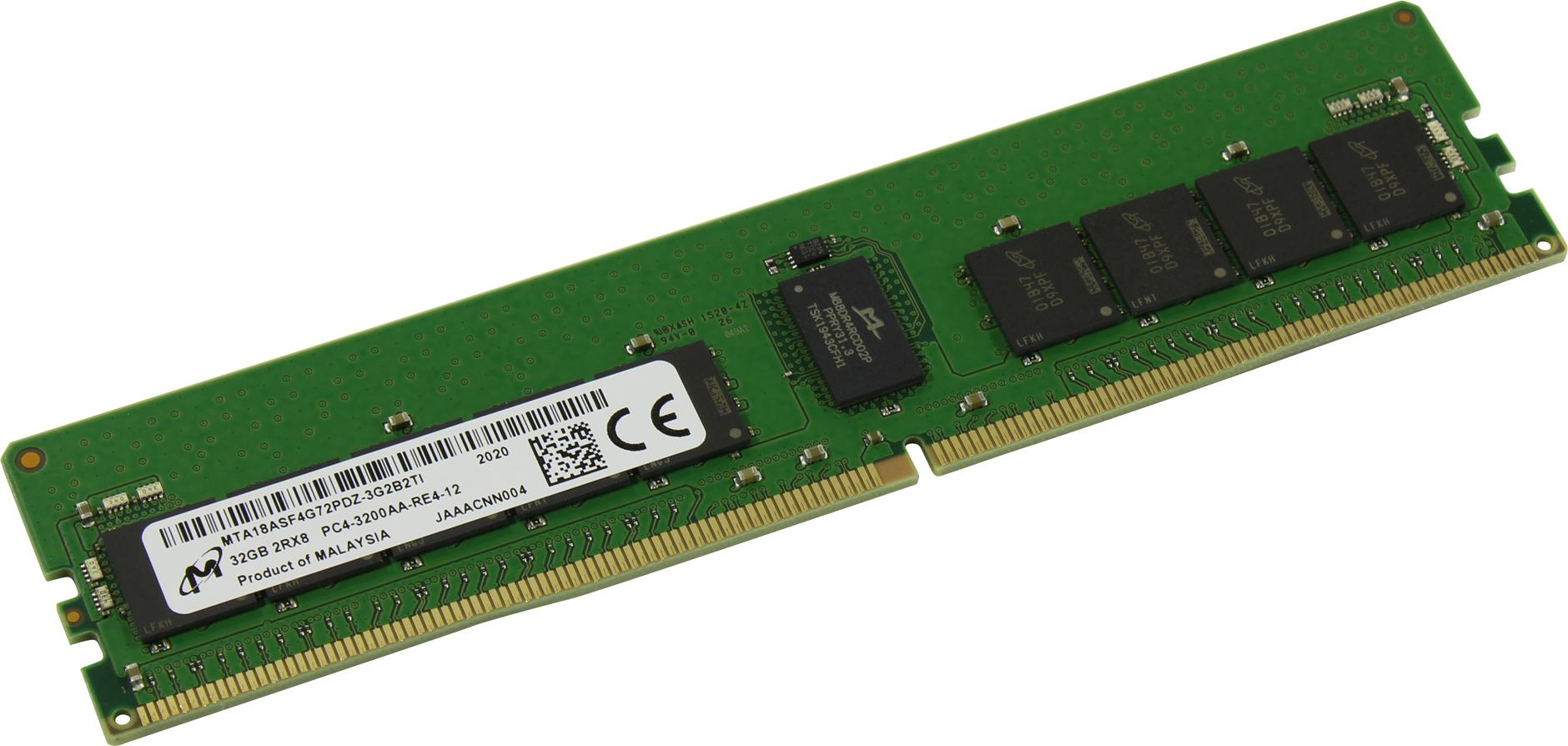Память DDR4 RDIMM 32Gb, 3200MHz, CL22, 1.2V, Dual Rank, ECC Reg, Micron (MTA18ASF4G72PDZ-3G2B2)