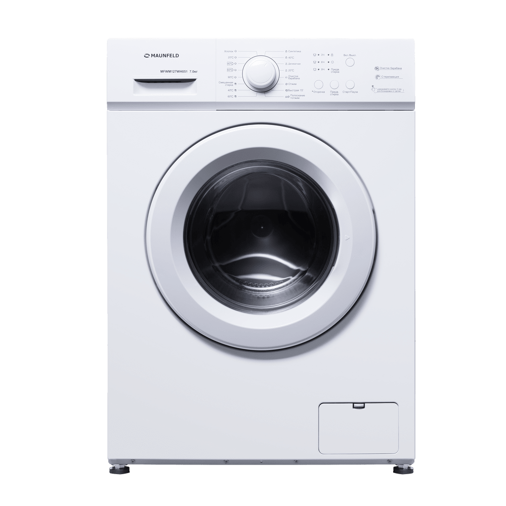 

Стиральная машина Maunfeld MFWM127WH051, 7 кг, 1200 об/мин, белый (КА-00019503), MFWM127WH051