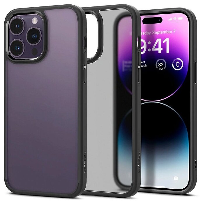 

Чехол-накладка Spigen Ultra Hybrid для смартфона Apple iPhone 14 Pro, TPU, поликарбонат, черный (ACS04968)