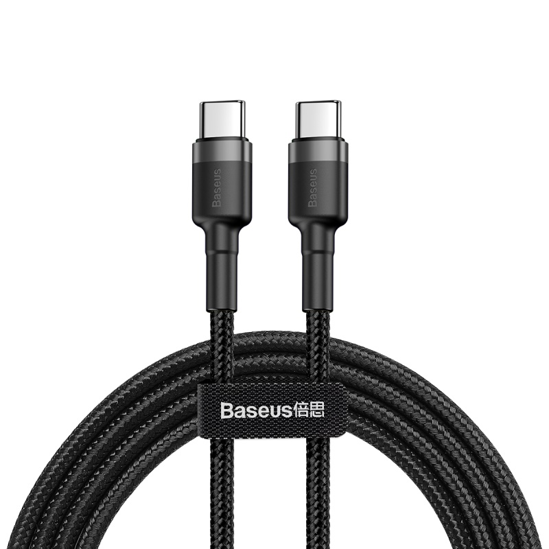 

Кабель USB Type-C-USB Type-C, быстрая зарядка, 3А, 60 Вт, 1 м, черный/серый, Baseus Cafule (CATKLF-GG1)
