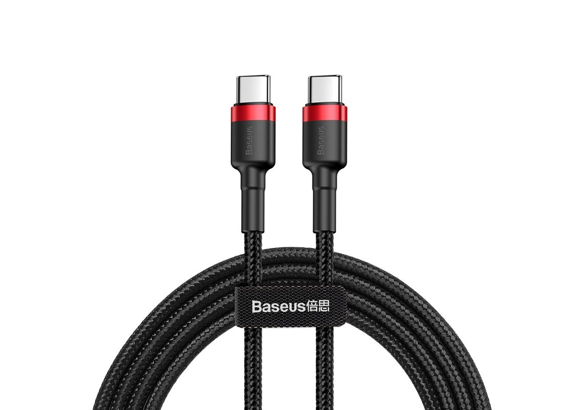 

Кабель USB Type-C-USB Type-C, быстрая зарядка, 3А, 60 Вт, 1 м, черный/красный, Baseus Cafule (CATKLF-G91)