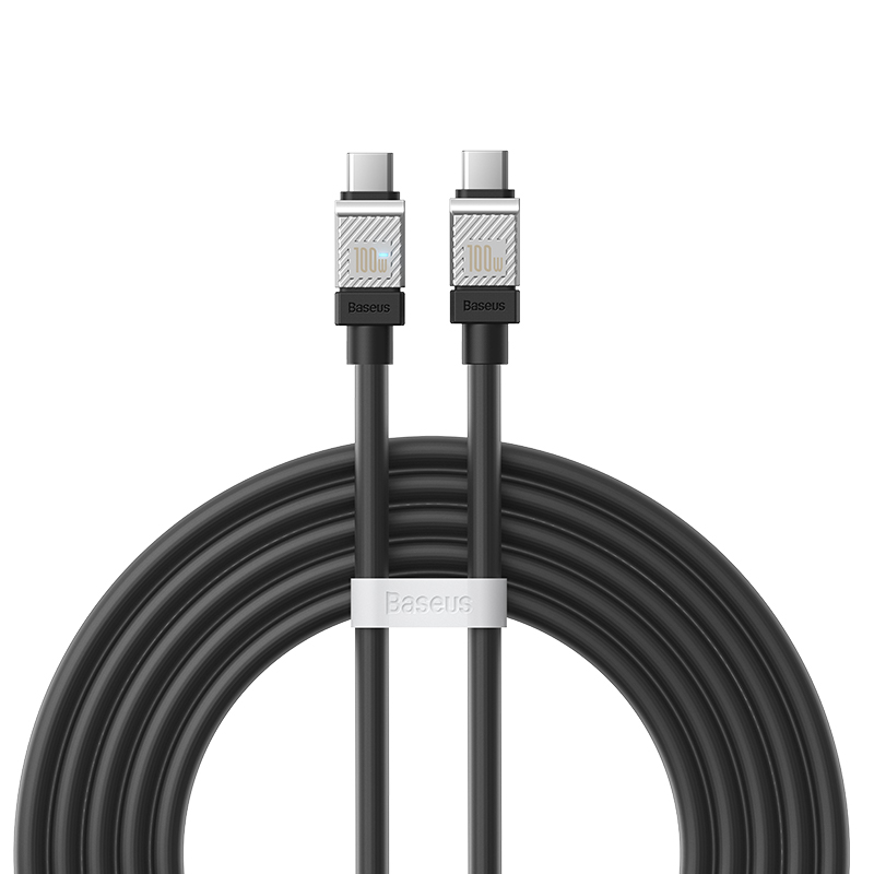 

Кабель USB Type-C-USB Type-C, быстрая зарядка, 3А, 100 Вт, 2 м, черный, Baseus CoolPlay (CAKW000301)