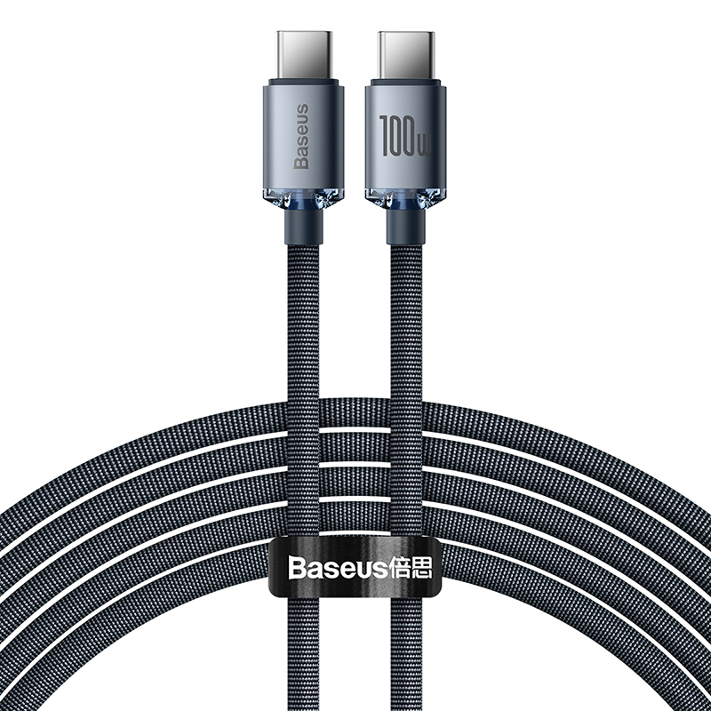 

Кабель USB Type-C-USB Type-C, быстрая зарядка, 5А, 100 Вт, 2 м, черный, Baseus Crystal Shine (CAJY000701)