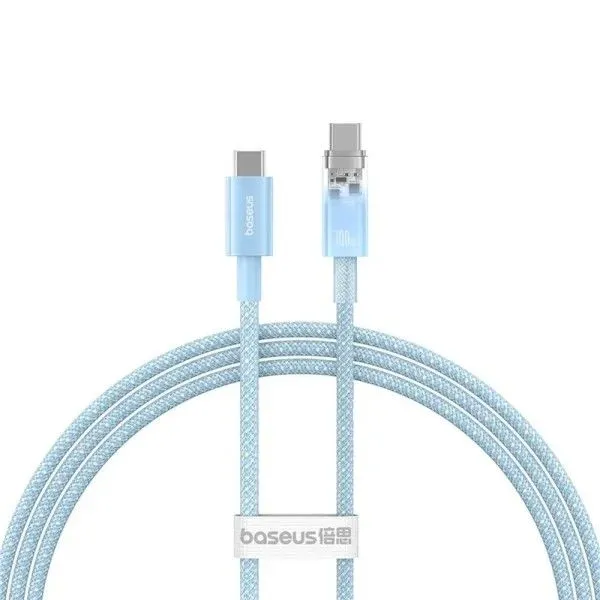 

Кабель USB Type-C-USB Type-C, быстрая зарядка, 5А, 100 Вт, 1 м, голубой, Baseus Explorer (P10319703311-00)