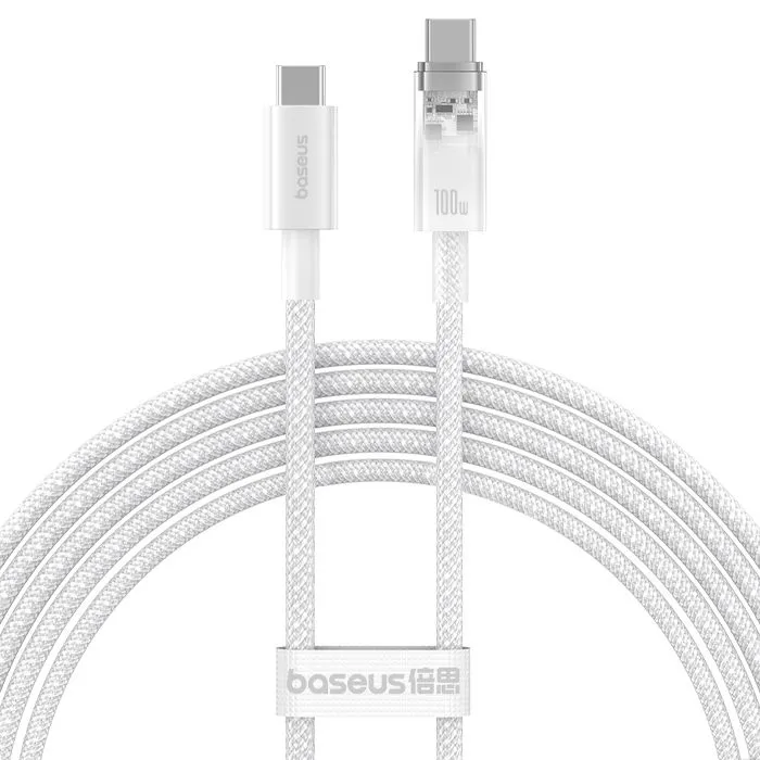 

Кабель USB Type-C-USB Type-C, быстрая зарядка, 5А, 100 Вт, 2 м, белый, Baseus Explorer (P10319703221-01)