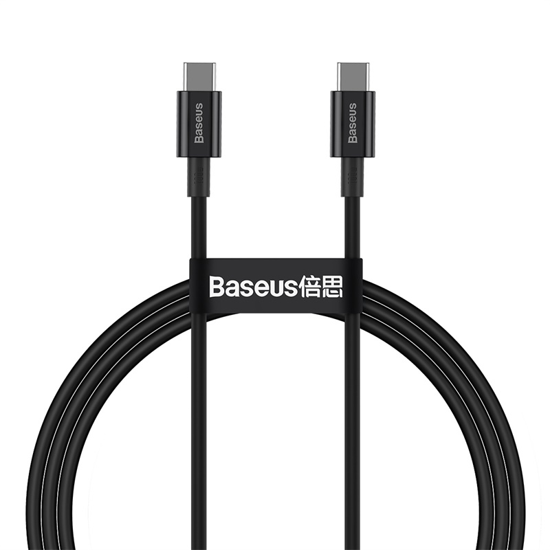 

Кабель USB Type-C-USB Type-C, быстрая зарядка, 5А, 100 Вт, 1 м, черный, Baseus Superior (CATYS-B01)