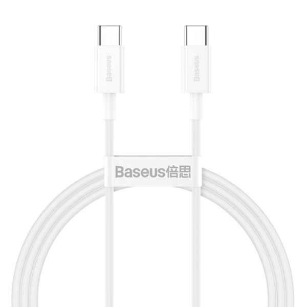 

Кабель USB Type-C-USB Type-C, быстрая зарядка, 5А, 100 Вт, 1 м, белый, Baseus Superior (CATYS-B02)