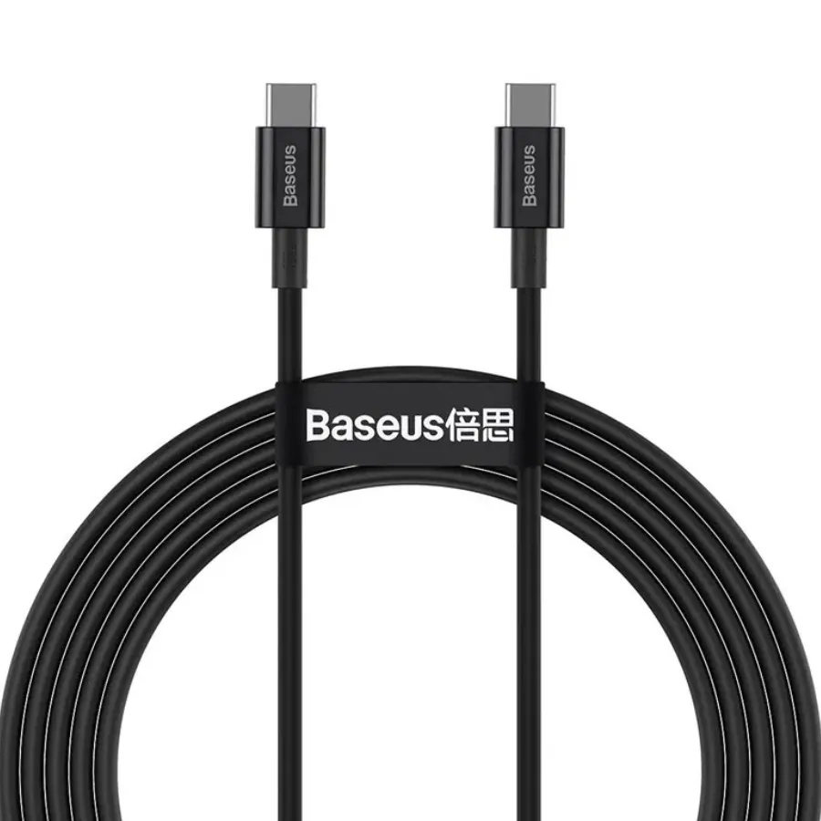 

Кабель USB Type-C-USB Type-C, быстрая зарядка, 5А, 100 Вт, 2 м, черный, Baseus Superior (CATYS-C01)