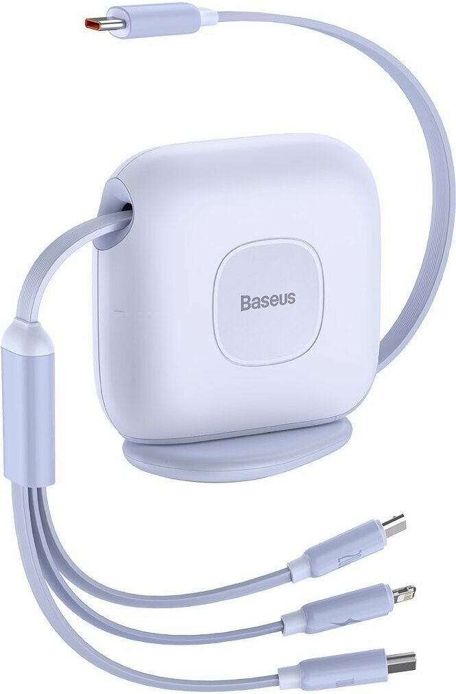 

Кабель USB Type-C-Type-C/Lightning/microUSB, плоский, быстрая зарядка, 5А, 100 Вт, 1.7 м, фиолетовый, Baseus Traction (CAQY000005)