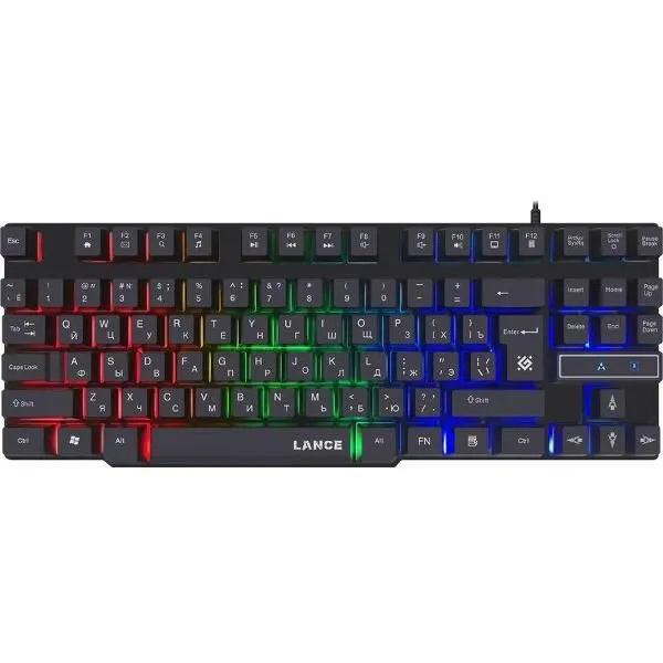 

Клавиатура проводная Defender Lance GK-012 , мембранная, подсветка, USB, черный (45012), Lance GK-012
