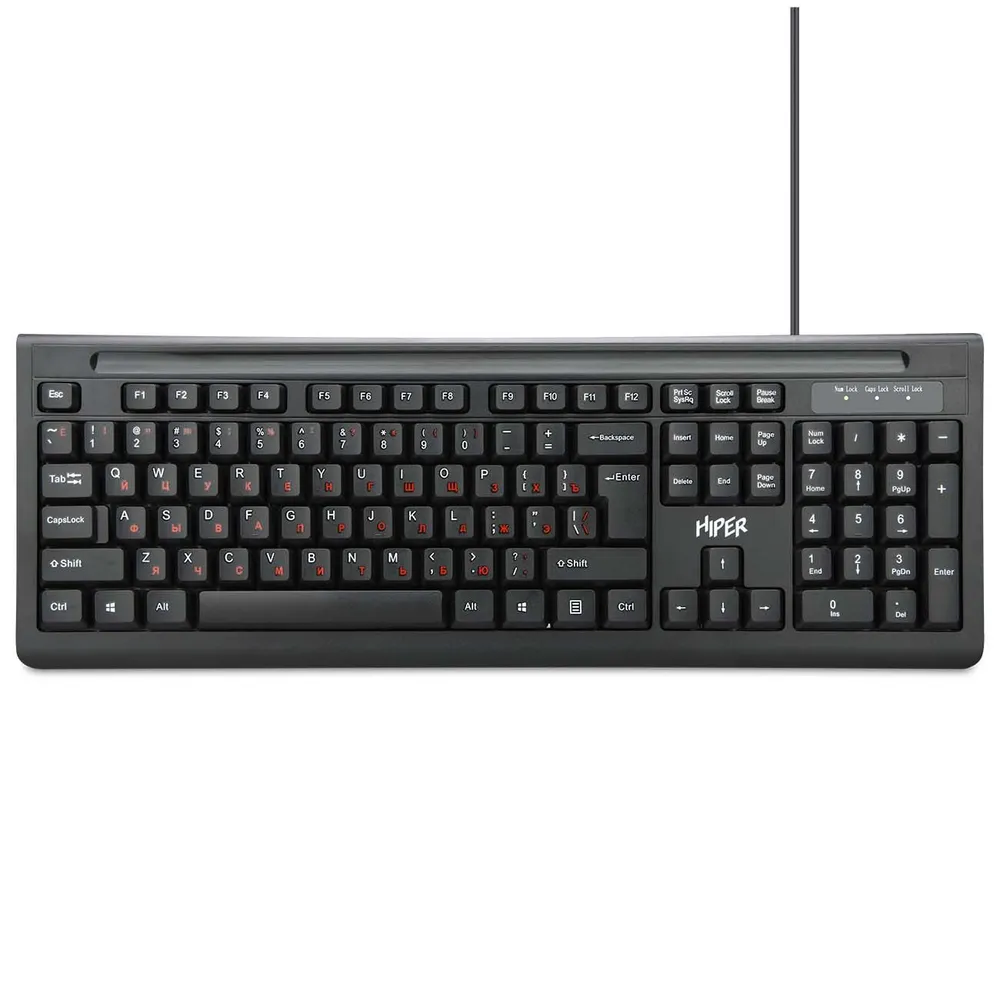 

Клавиатура проводная Hiper HOK-121, мембранная, USB, черный (HOK-121), HOK-121