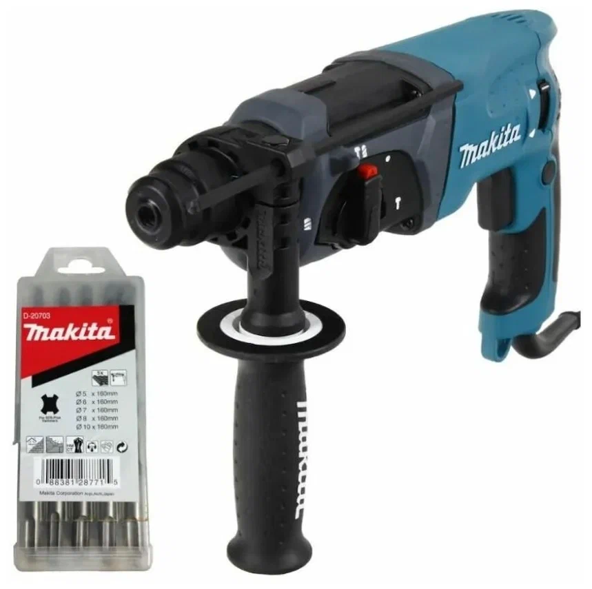 

Перфоратор Makita HR 2470 X20, сетевой, SDS-Plus, 780 Вт, 2.4 Дж, 1100 об/мин, 4500 уд/мин, пластиковый кейс, 2.9 кг (HR2470X20), HR 2470 X20