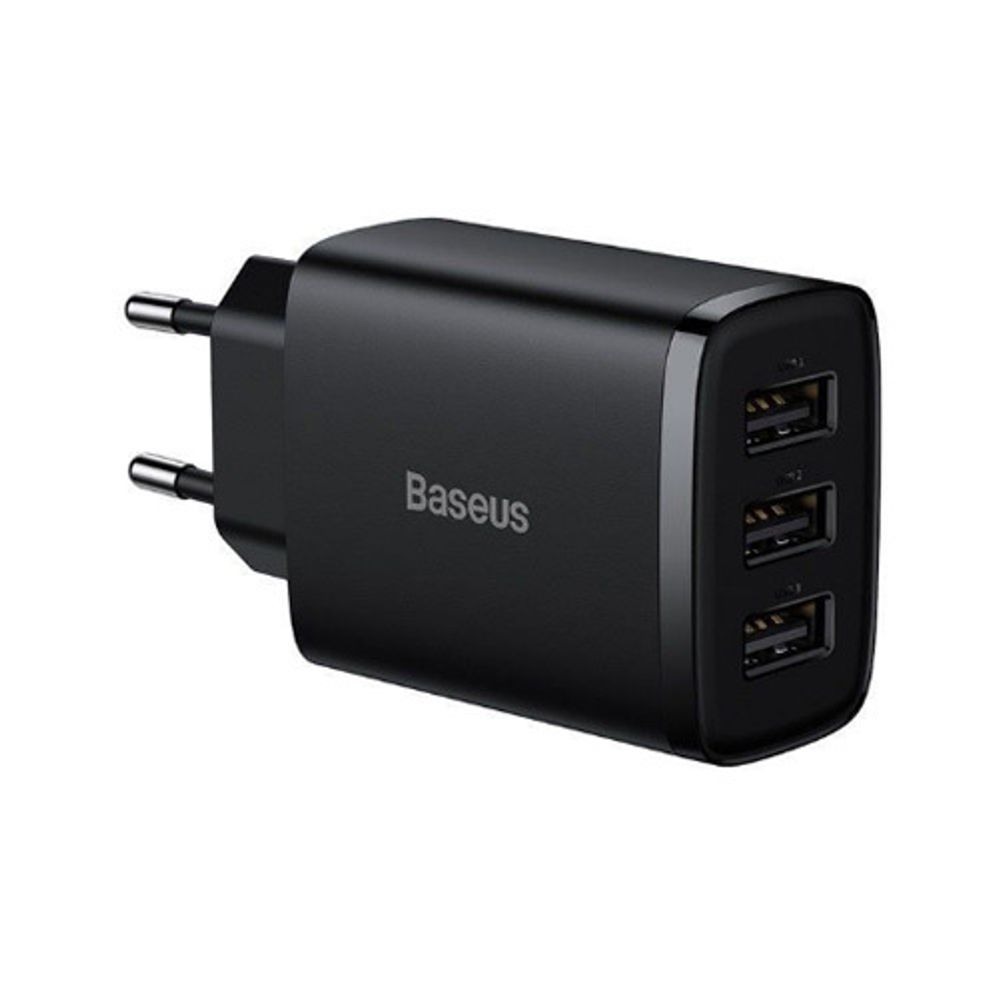 

Сетевое зарядное устройство BASEUS Compact Charger 3U 17W CCXJ020101 17 Вт, 3xUSB, EU, черный (CCXJ020101), CCXJ020101