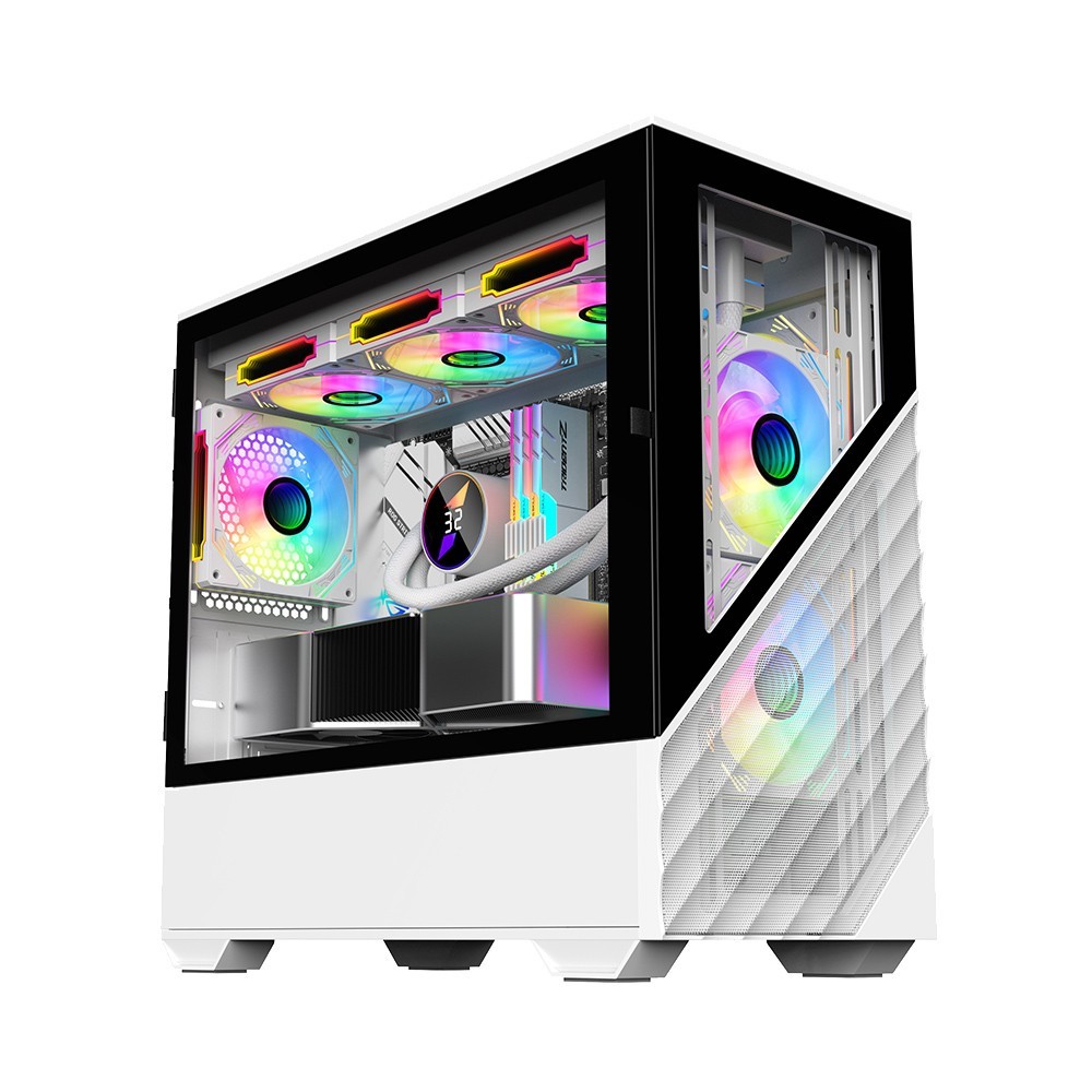 

Корпус 1STPLAYER DK D7, ATX, Mini-Tower, USB 3.0, RGB подсветка, белый, без БП (D7-WH-3F1-W), DK D7