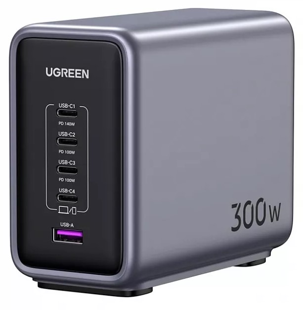 

Сетевое зарядное устройство UGREEN Nexode CD333 300 Вт, USB, EU, 4xUSB type-C, Quick Charge, PD, серый (90903B), кабель сетевой 2м/Type-C 1.5м, CD333