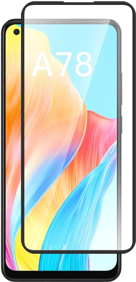 

Защитное стекло BoraSCO для экрана смартфона Oppo A78 4G, Full Screen/Full Glue, поверхность матовая, черная рамка, 2.5D (72441)