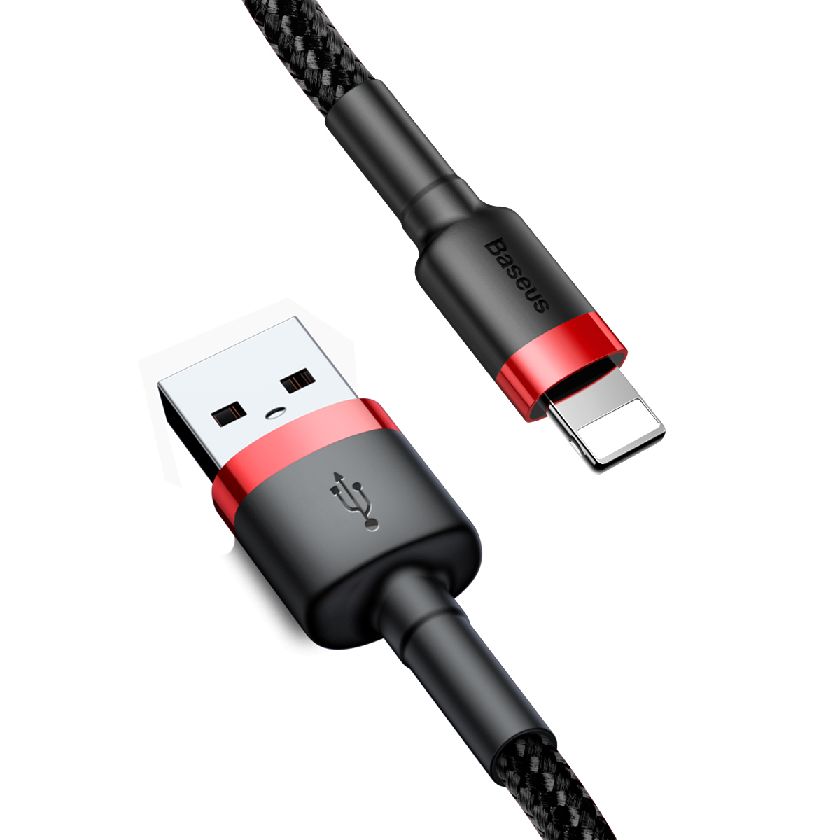 

Кабель USB-Lightning 8-pin, 2.4А, 50 см, черный/красный, Baseus Cafule (CALKLF-A19)