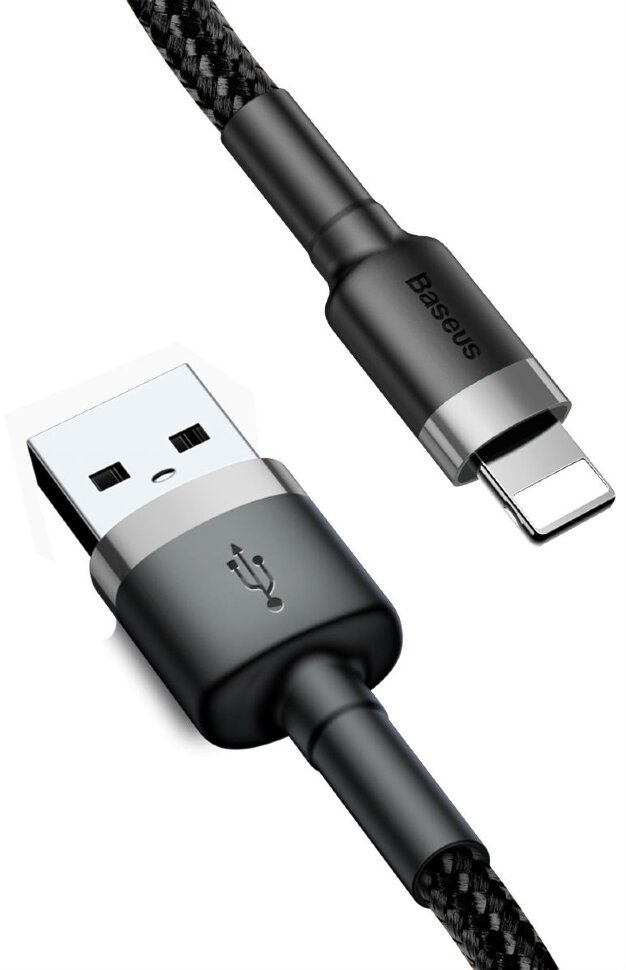 

Кабель USB-Lightning 8-pin, 1.5А, 1.5 м, черный/серый, Baseus Cafule (CALKLF-CG1)