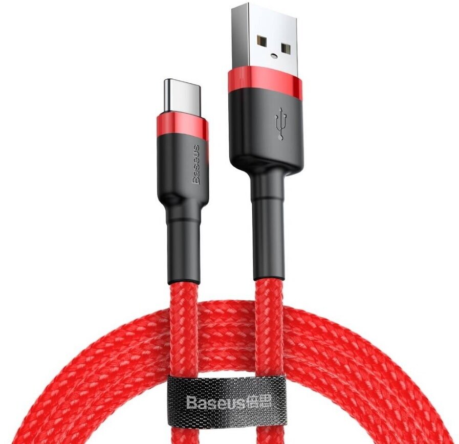 

Кабель USB-USB Type-C, 3А, 1 м, красный, Baseus Cafule (CATKLF-B09)
