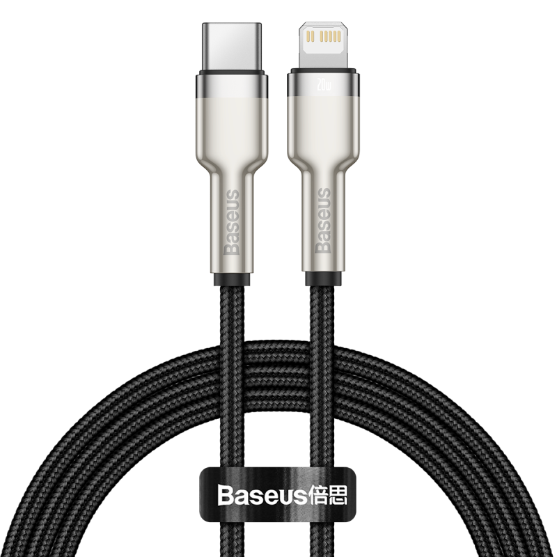 

Кабель USB Type-C-Lightning 8-pin, 2.4А, 20 Вт, 1 м, черный, Baseus Cafule Series (CATLJK-A01)